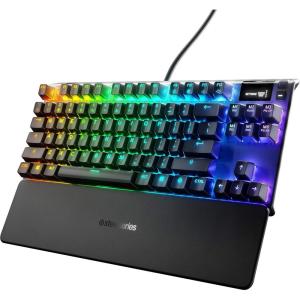 imageSteelSeries Apex 7 TKL Compact Mechanical Gaming Keyboard  OLED Smart Display  USB Passthrough and Media Controls  Linear and Quiet  RGB Backlit Red Switch