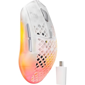 image:imageSteelSeries Aerox 3 Wireless Gen 2  SuperLight 68g Gaming Mouse 4K Polling 26K DPI Optical Sensor 200 Hour Battery IP54 Water Resistant 80m Click Durability RGB 100 PTFE Feet  ShadowGhost